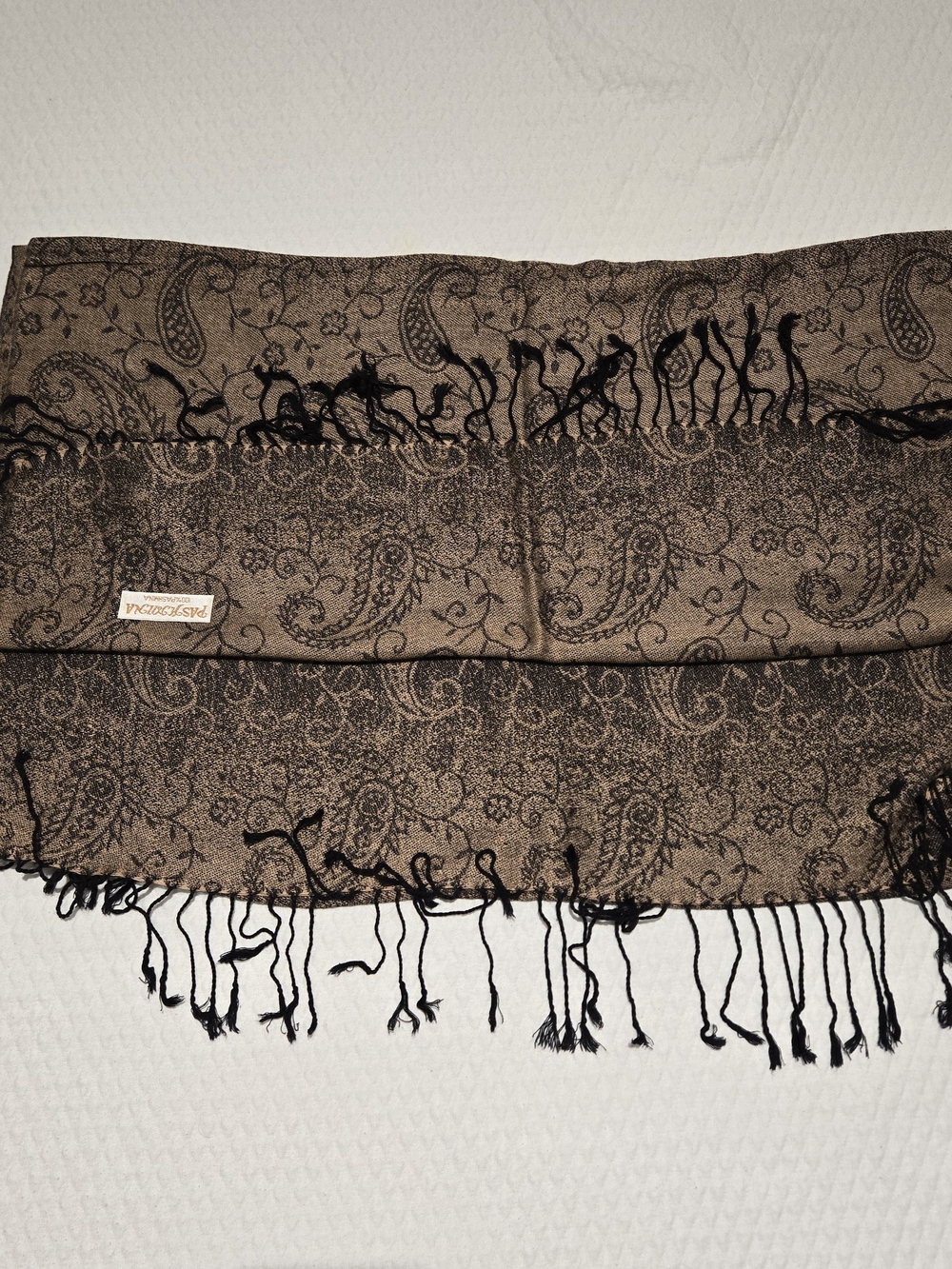 Nwot Pashmina Brown Paisley Fringe Wrap Scarf